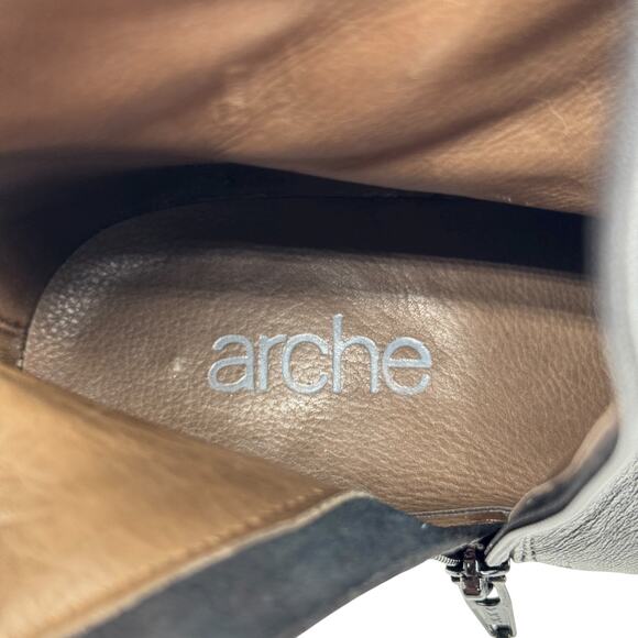 Arche Classic Boot Square Toe Heeled SZ 7 Women's Leather Ankle Bootie Everyday - Picture 3 of 13